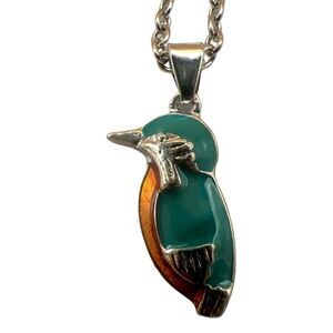 NEW Silver Bird Pendant Enamel Color Silver Chain Necklace